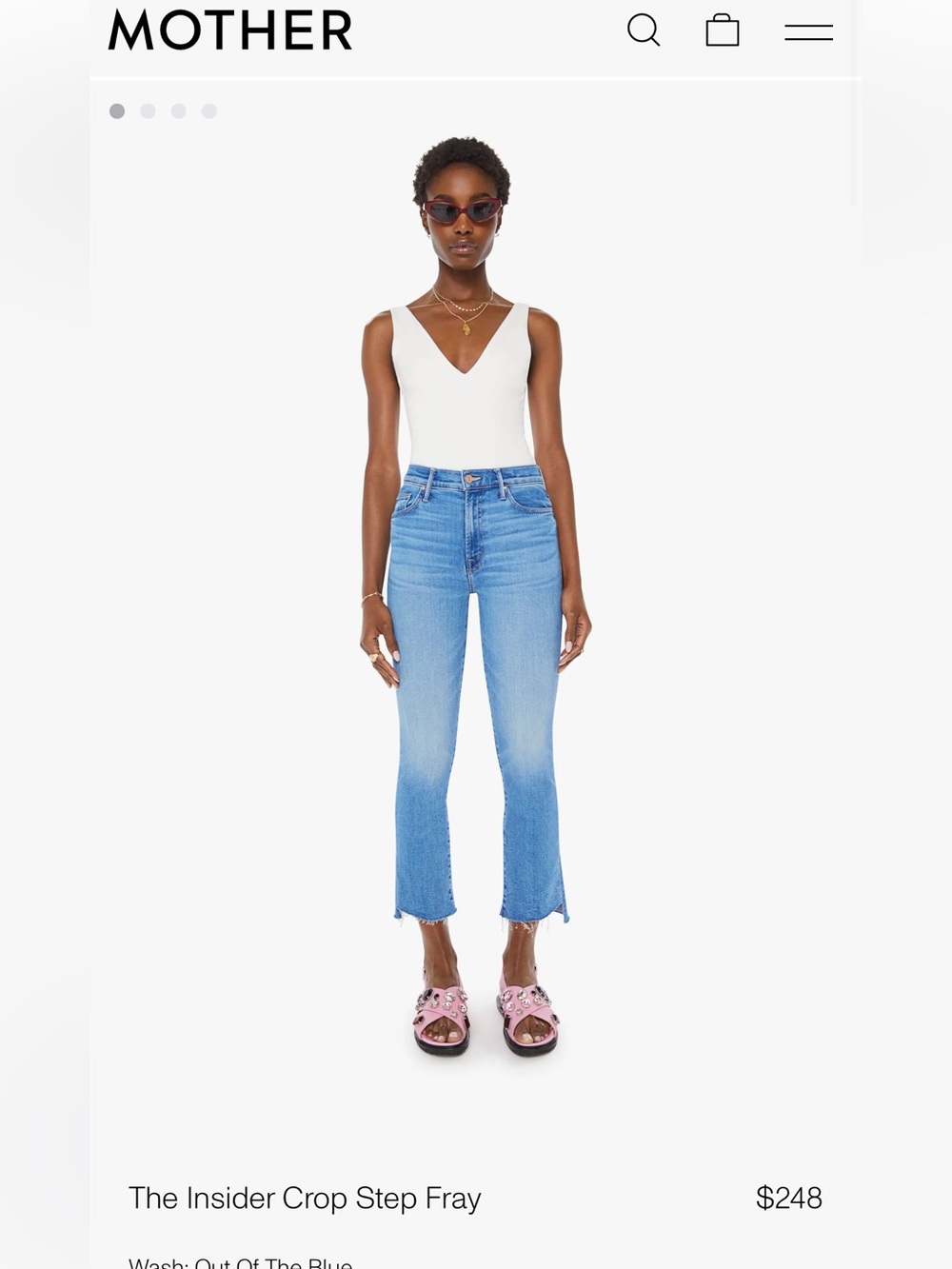 MOTHER The Insider Crop Step Fray Straight Leg Jeans Out of the Blue Women’s 29